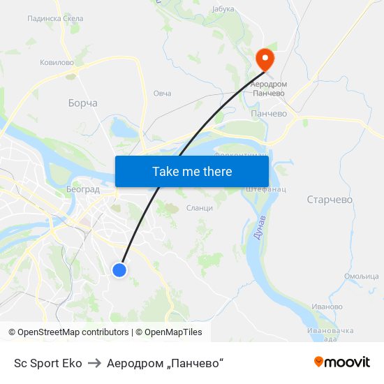 Sc Sport Eko to Аеродром „Панчево“ map