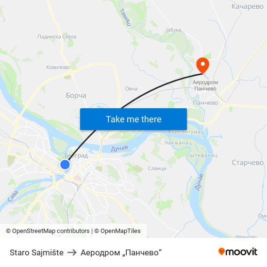 Staro Sajmište to Аеродром „Панчево“ map