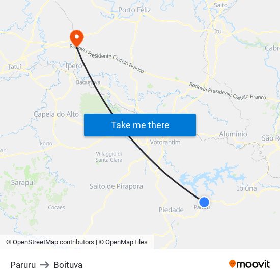 Paruru to Boituva map