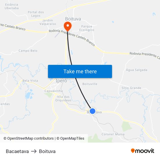 Bacaetava to Boituva map