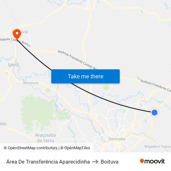 Área De Transferência Aparecidinha to Boituva map