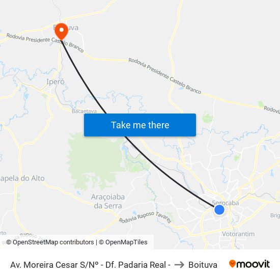 Av. Moreira Cesar S/Nº - Df. Padaria Real - to Boituva map