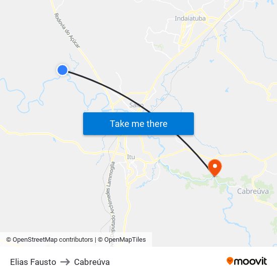 Elias Fausto to Cabreúva map