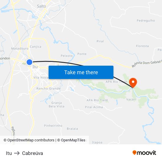 Itu to Cabreúva map