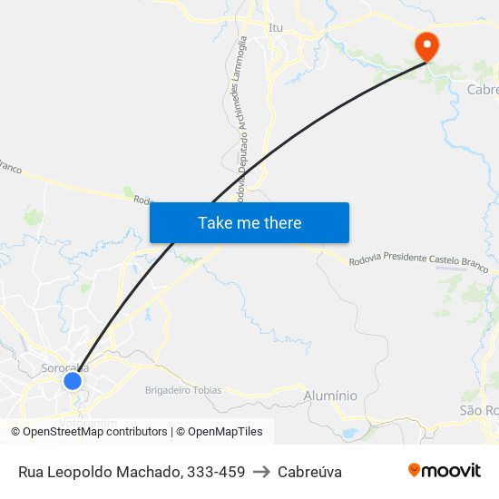 Rua Leopoldo Machado, 333-459 to Cabreúva map