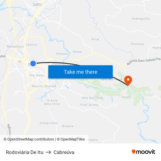 Rodoviária De Itu to Cabreúva map