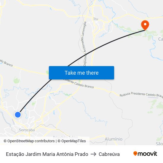 Estação Jardim Maria Antônia Prado to Cabreúva map