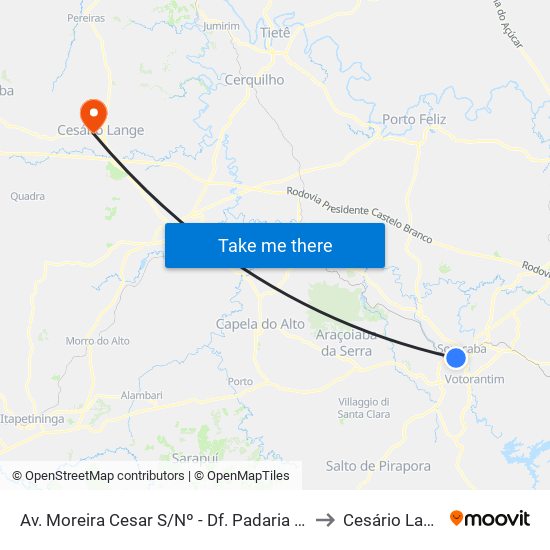 Av. Moreira Cesar S/Nº - Df. Padaria Real - to Cesário Lange map