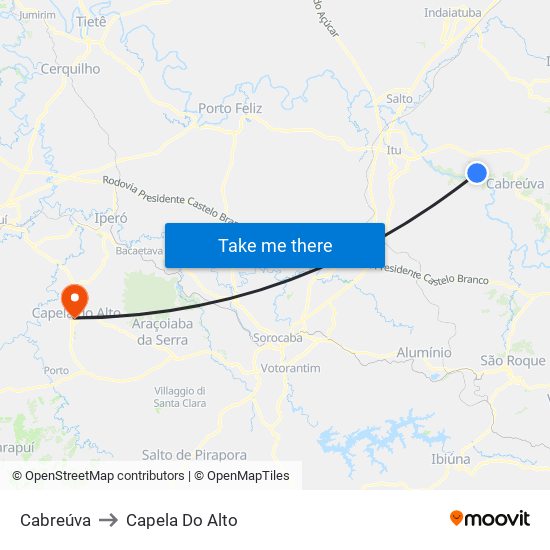 Cabreúva to Capela Do Alto map