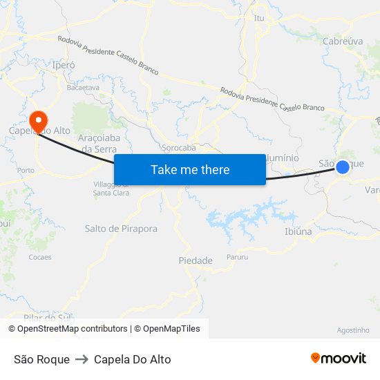 São Roque to Capela Do Alto map