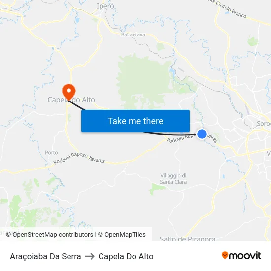 Araçoiaba Da Serra to Capela Do Alto map
