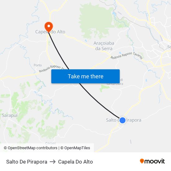 Salto De Pirapora to Capela Do Alto map