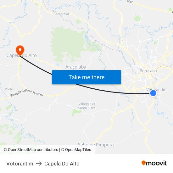 Votorantim to Capela Do Alto map