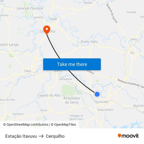 Estação Itavuvu to Cerquilho map