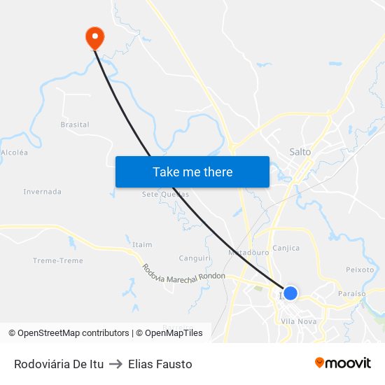 Rodoviária De Itu to Elias Fausto map