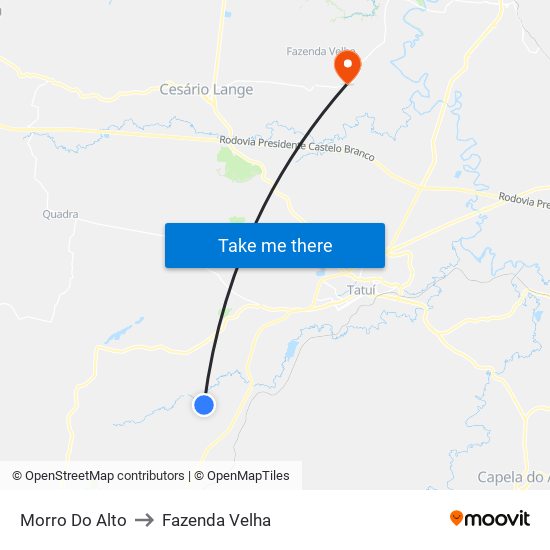 Morro Do Alto to Fazenda Velha map