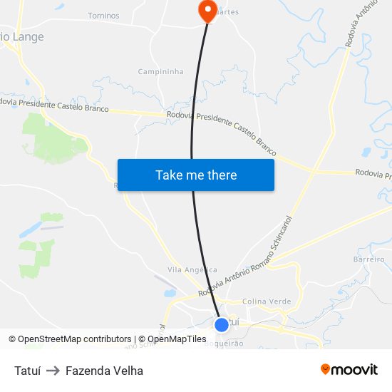 Tatuí to Fazenda Velha map