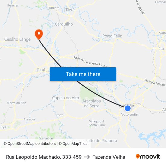 Rua Leopoldo Machado, 333-459 to Fazenda Velha map