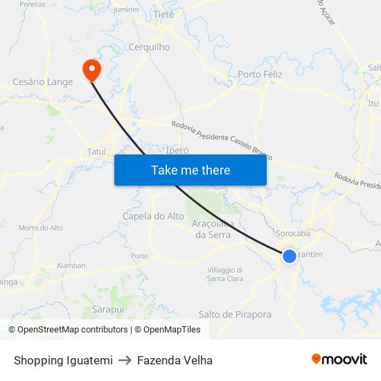 Shopping Iguatemi to Fazenda Velha map