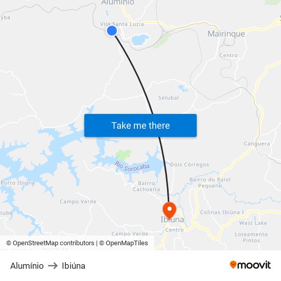 Alumínio to Ibiúna map