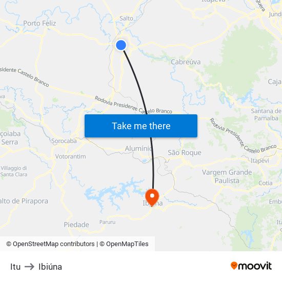 Itu to Ibiúna map