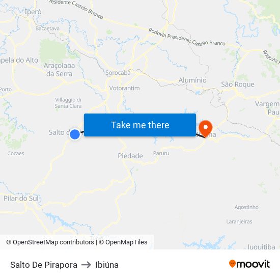 Salto De Pirapora to Ibiúna map