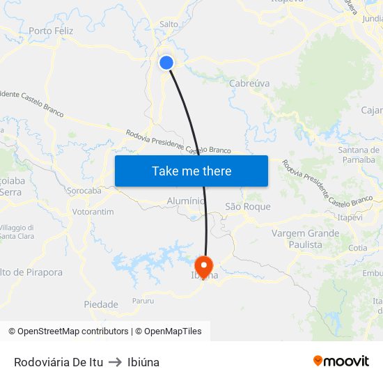 Rodoviária De Itu to Ibiúna map