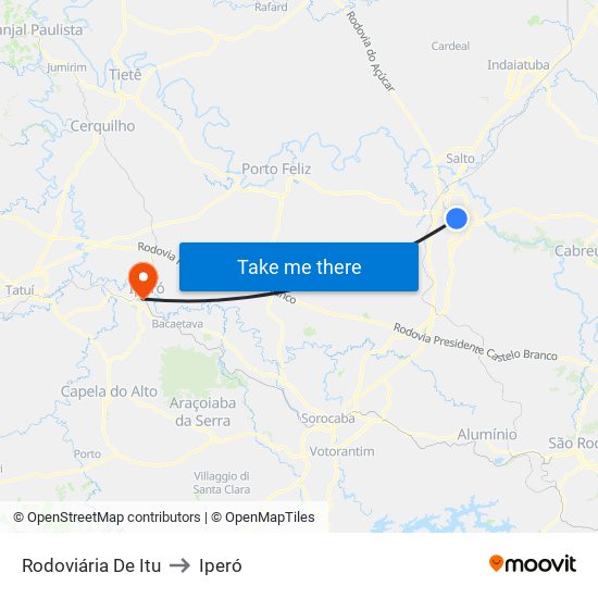 Rodoviária De Itu to Iperó map