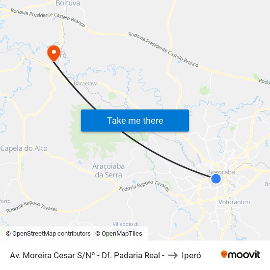 Av. Moreira Cesar S/Nº - Df. Padaria Real - to Iperó map