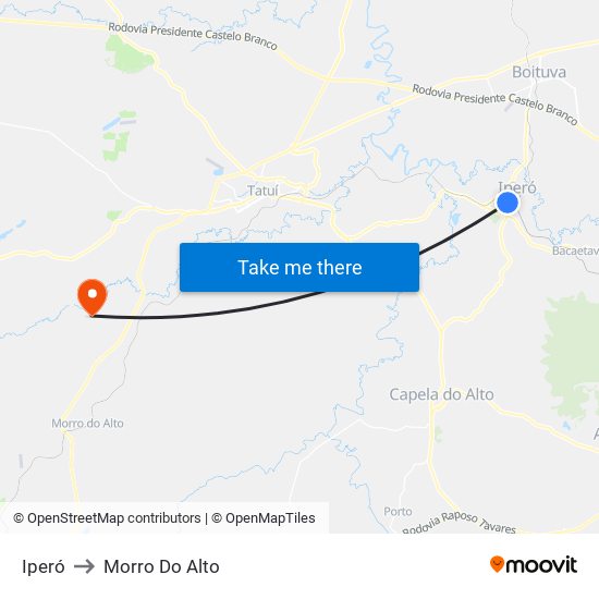 Iperó to Morro Do Alto map