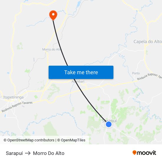 Sarapuí to Morro Do Alto map