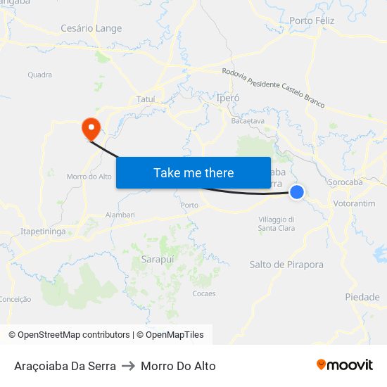 Araçoiaba Da Serra to Morro Do Alto map