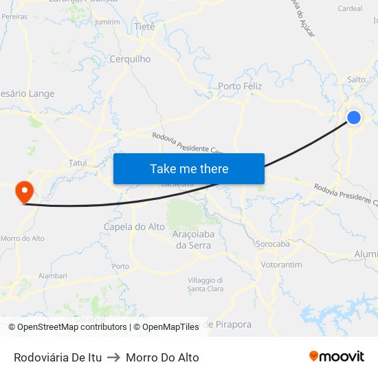 Rodoviária De Itu to Morro Do Alto map