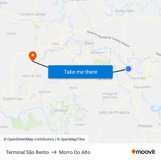 Terminal São Bento to Morro Do Alto map