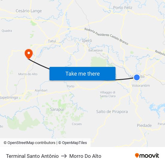 Terminal Santo Antônio to Morro Do Alto map