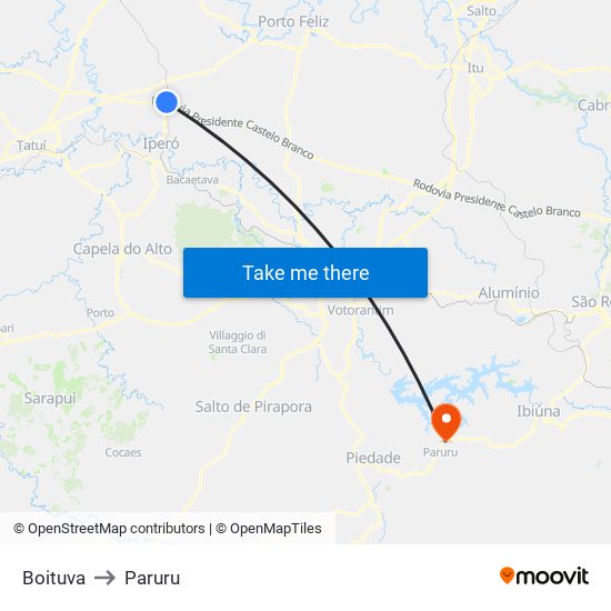 Boituva to Paruru map