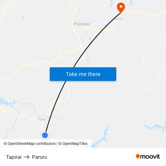 Tapiraí to Paruru map