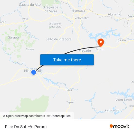 Pilar Do Sul to Paruru map