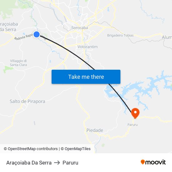 Araçoiaba Da Serra to Paruru map