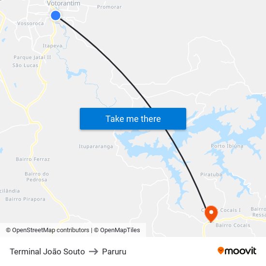 Terminal João Souto to Paruru map