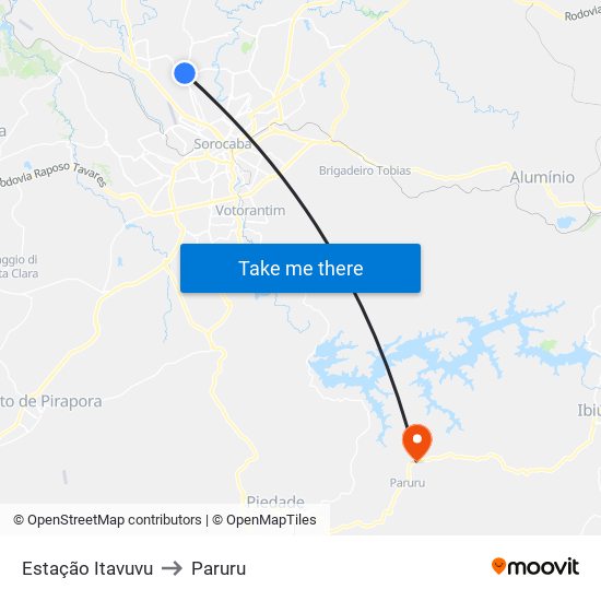 Estação Itavuvu to Paruru map