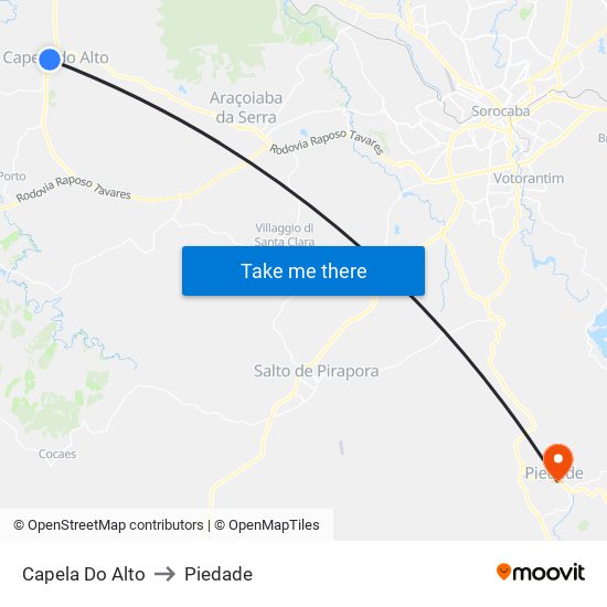 Capela Do Alto to Piedade map