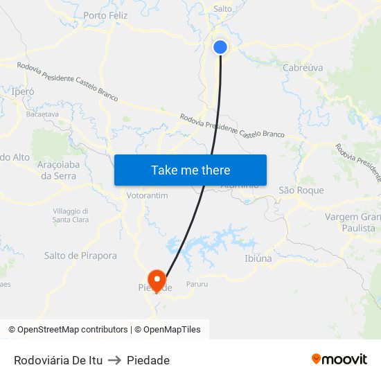 Rodoviária De Itu to Piedade map