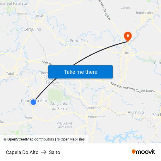 Capela Do Alto to Salto map