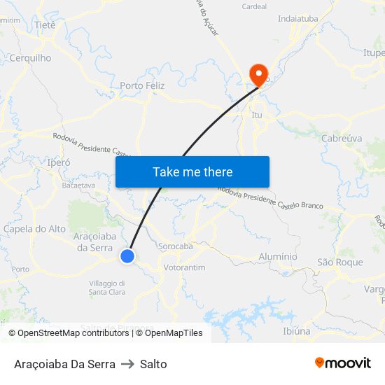 Araçoiaba Da Serra to Salto map