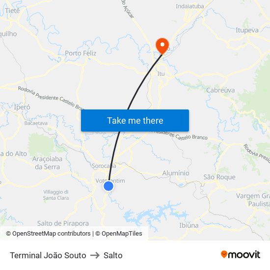 Terminal João Souto to Salto map