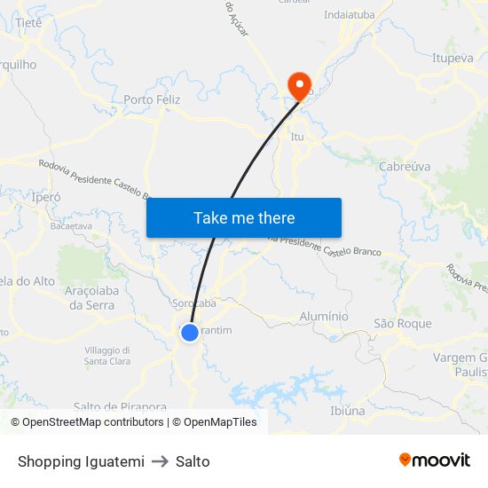 Shopping Iguatemi to Salto map