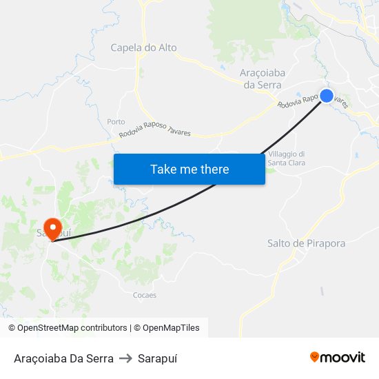 Araçoiaba Da Serra to Sarapuí map