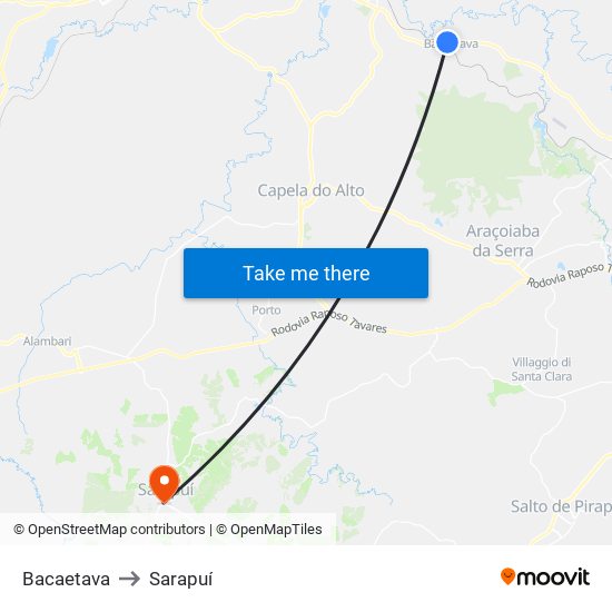 Bacaetava to Sarapuí map