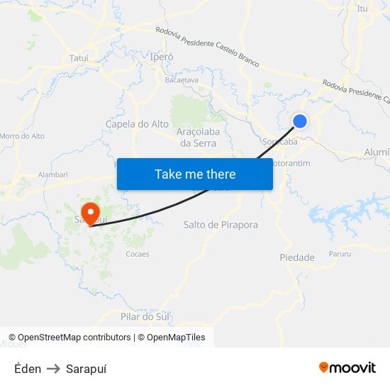 Éden to Sarapuí map